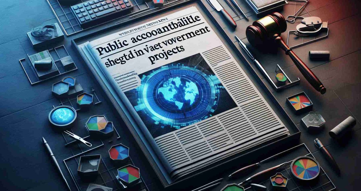 Realistic HD image of a news headline stating 'Public Accountability Sought for Various Government Projects'