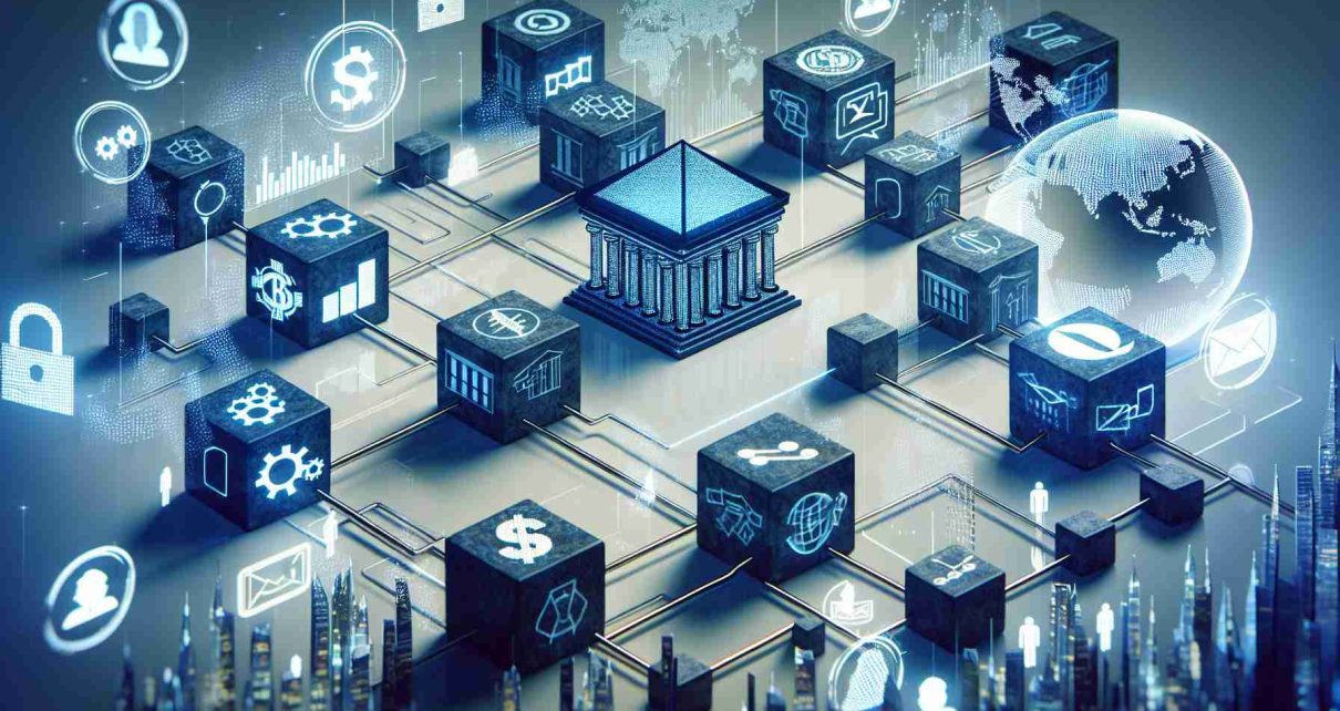 A high-definition, realistic visual representation of the banking and finance law landscape in the UK, including various rules and regulations, as represented by symbolic elements such as building blocks or a map. The image should also incorporate elements indicating the business implications of these laws, such as chain reactions or domino effects. Please avoid displaying specific company logos or trademarks, and keep all icons representative and generic.