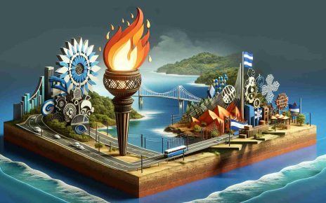 High-definition representation of a representation symbolizing new leadership initiatives in a non-specific Central American country similar to Nicaragua. The image should depict visual aspects associated with leadership and innovation, such as a metaphorical torch or bridge, and blends them with elements relating to Central American culture and environment.