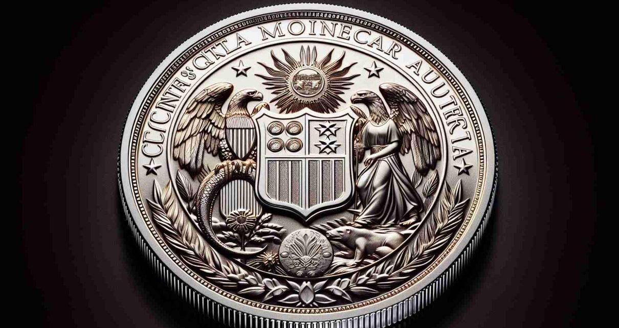 Generate a highly realistic, high-definition image of a newly minted silver coin, as though it was just released by a central monetary authority of a Central American country. The coin should gleam with the untouched quality of fresh minting, with intricate details engraved on both sides. The designs should be reflective of the country's culture, history, and identity. The monetary value, national emblems, or other symbols relevant to such a coin should be prominently featured.