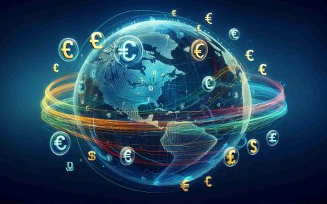 High-definition, realistic digital painting of an abstract concept representing the fluctuation of currency values worldwide. The main elements could include a digitally designed transparent globe and various different currencies, such as Euro, Dollar, Yen and others, symbolized by their respective icons. These icons are moving on paths around the globe, symbolizing their fluctuation. The paths would be color-coded to represent the rise and fall of their values.