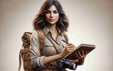 A realistic HD image of a brave and determined Hispanic female journalist embarking on a journey packed with courage and learning. Picture her with a pen and a notebook in her hands, all set to uncover stories, decipher truths and narrate the world from her unique perspective.