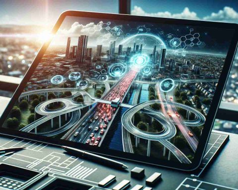 Create a high-definition, realistic image that depicts new technological solutions aimed at solving gridlock problems specifically in the city of Belfast. The scene may include innovative designs of traffic systems, smart city technology, and advanced transportation methods being integrated into the city's landscape.