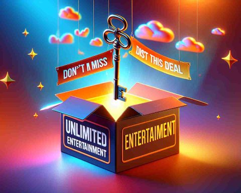 High-definition realistic illustration featuring a key unlocking a box labeled 'unlimited entertainment' placed against a vibrant backdrop. A banner suspended in the air reads 'Don't Miss This Deal'. The image exudes a sense of excitement and urgency.