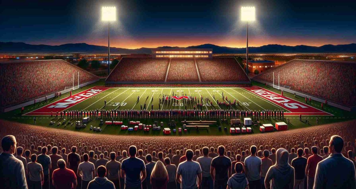 Generate a high definition image depicting a scene of potential excitement at the University of Nevada, Las Vegas. There's an anticipation of a new coaching star, but do not include identifiable people. Show the training grounds, perhaps with equipment or strategies laid out, indicating an upcoming era of exceptional sports coaching.