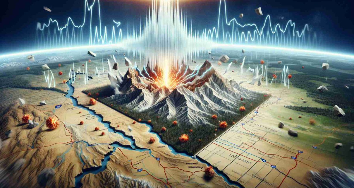 Create a highly realistic image representing the breaking news headline 'A Shocking Tremor! Northern Nevada Experiences a Quake. Will It Impact the Region?'. The image should include a map of Northern Nevada, with epicenter marked, seismic waves indicated and depictions of shaking ground and disrupted landscapes. Please ensure that all elements in the scene are clear and high-definition.