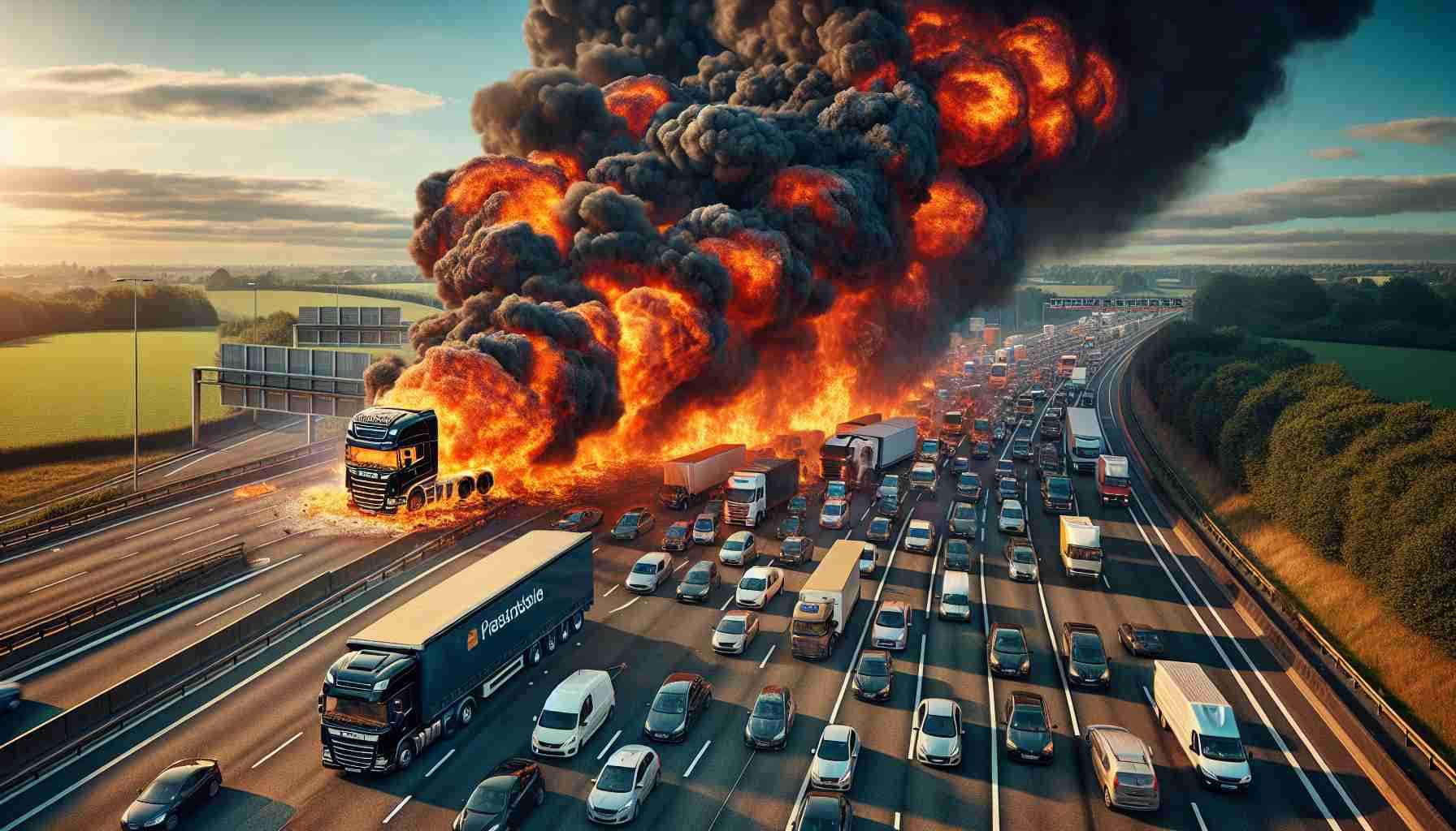 Massive Lorry Fire Causes Major Traffic Chaos 