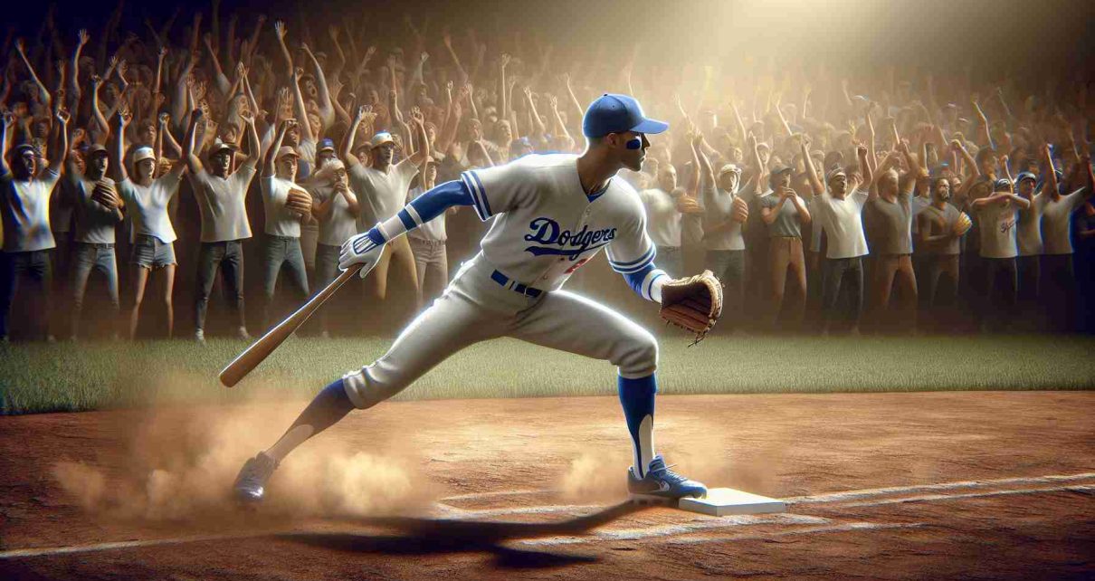 High-definition realistic image of a professional baseball player going back to his original position as a shortstop. This illustration showcases a bold move by an anonymous West Coast baseball team in the year 2025. The player should be depicted wearing a blue and white uniform, showing intense focus and readiness as he stands in the dusty, sunlit baseball field surrounded by cheering fans.