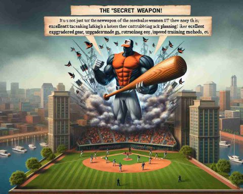 Realistic high-definition image of a metaphoric scene depicting the 'secret weapon' of a baseball team named The Orioles. It's not just new players, hinting towards other contributing factors like excellent tactic planning, upgraded gear, improved training methods, etc.