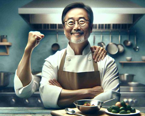 A realistic, high-definition image capturing the essence of resilience and an inspirational comeback. Imagine a scene where a middle-aged Asian man, a chef perhaps, after a period of struggle, is shown victorious and satisfied in a professional kitchen. Emphasize the notion of resilience throughout – signs of a hard journey, the resolve in his facial expressions, and the positive environment surrounding his comeback. An aura of satisfaction and accomplishment fills this image.