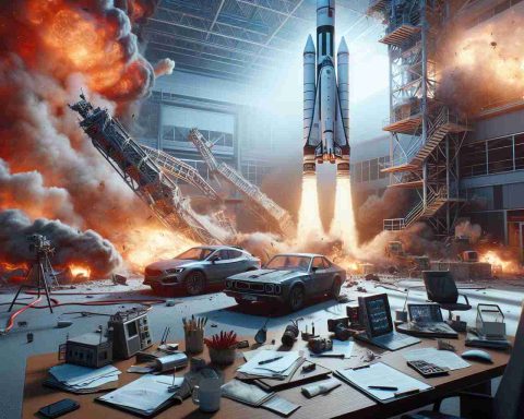 Realistic high-definition photo of a challenging scene where a rocket launch unfortunately goes wrong, conveying the idea of catastrophe striking again. The setting involves a space exploration company known for their advanced technology.