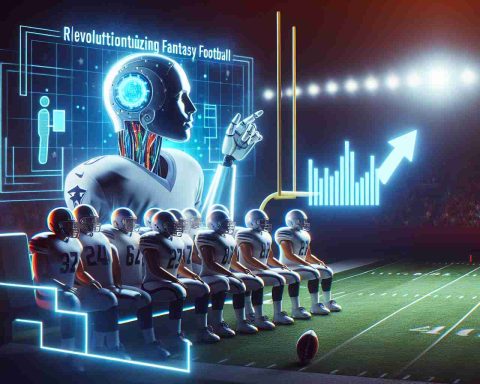 A high-definition, realistic image that visually represents the concept of revolutionizing fantasy football, particularly focusing on the decision of whether to start or sit Kickers. Depict an artificial intelligence system providing advice or insights, symbolizing its advantageous role in these decisions. Ensure the scene captures the intensity and strategic elements of fantasy football.