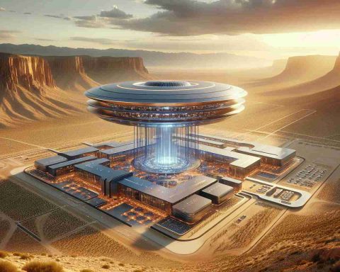 High-definition, realistic image showcasing the essence of a revolutionary quantum computing hub, with futuristic architecture and cutting-edge technology, located in a desert environment reminiscent of New Mexico's landscape. The scene should highlight anticipation and excitement for the upcoming innovations within this technologically advanced hub.